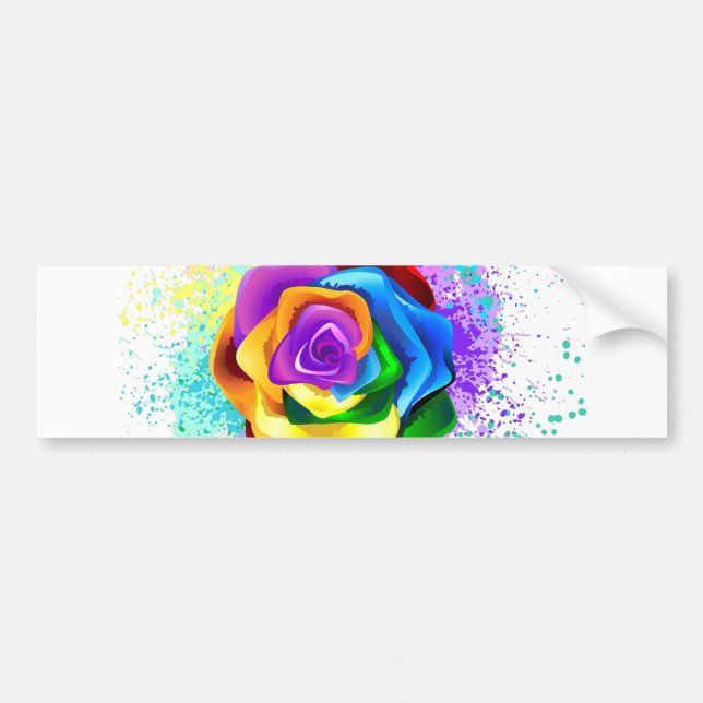 Colorful Rainbow Rose Bumper Sticker (Front)