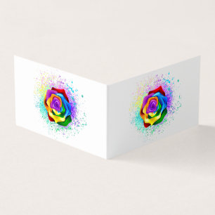 Colorful Rainbow Rose Business Card