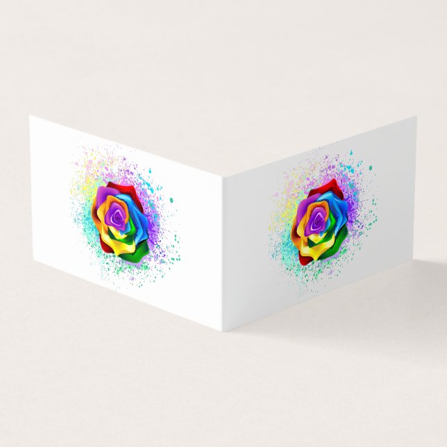 Colorful Rainbow Rose Business Card (Outside)