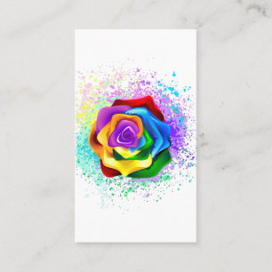 Colorful Rainbow Rose Business Card