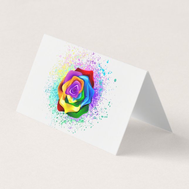 Colorful Rainbow Rose Business Card (Front)