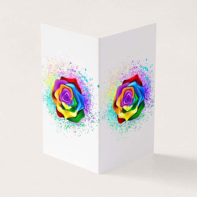 Colorful Rainbow Rose Business Card (Outside)