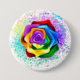 Colorful Rainbow Rose Button