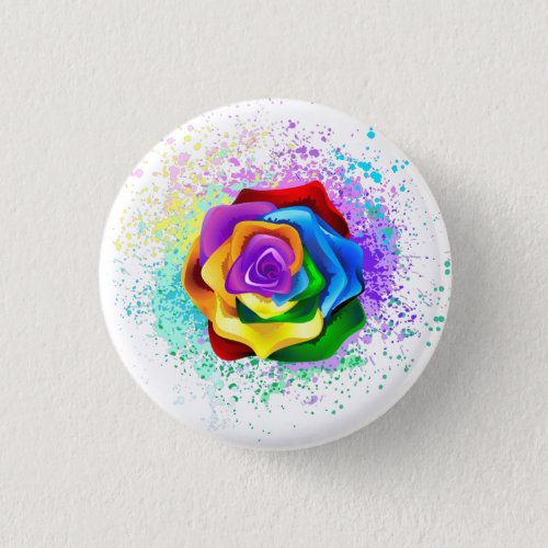 Colorful Rainbow Rose Button