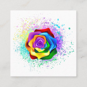 Colorful Rainbow Rose Calling Card