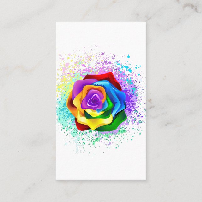 Colorful Rainbow Rose Calling Card (Front)