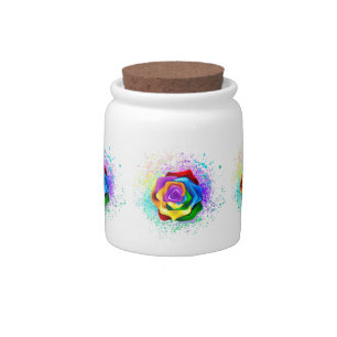 Colorful Rainbow Rose Candy Jar