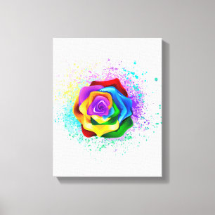 Colorful Rainbow Rose Canvas Print
