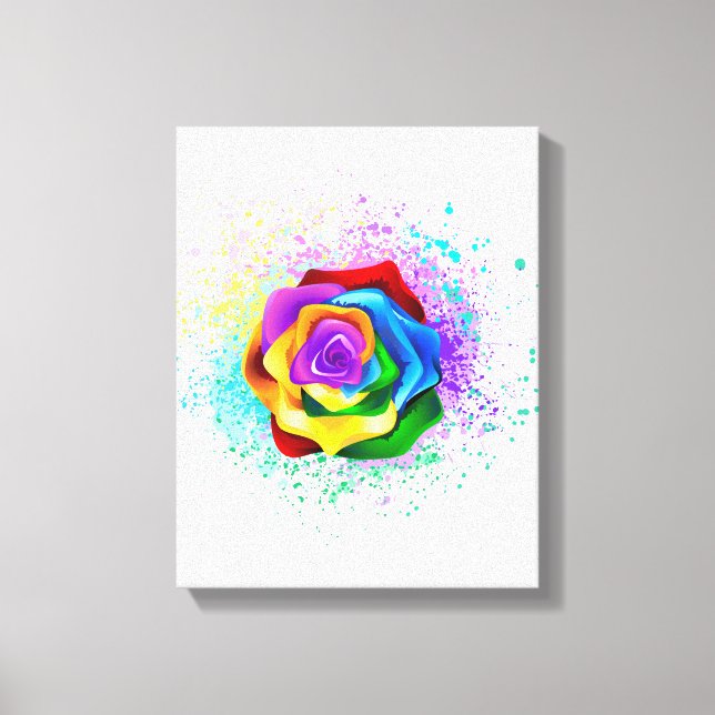 Colorful Rainbow Rose Canvas Print (Front)
