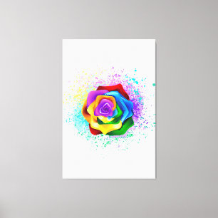 Colorful Rainbow Rose Canvas Print