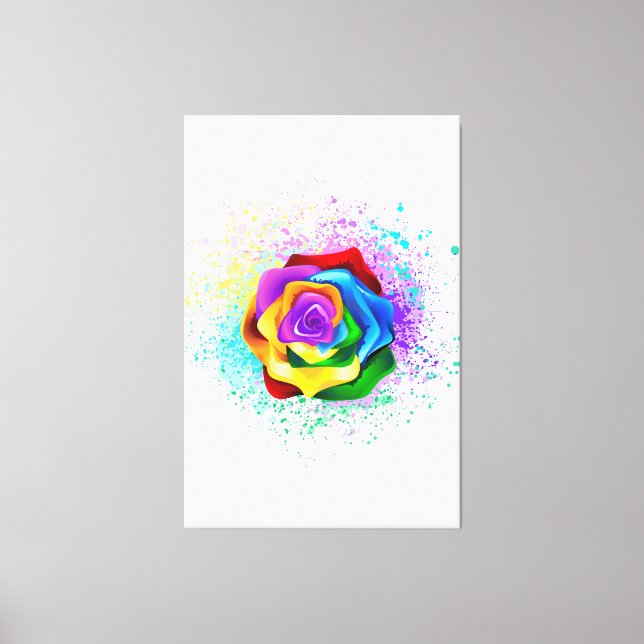 Colorful Rainbow Rose Canvas Print (Front)