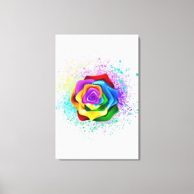 Colorful Rainbow Rose Canvas Print (Front)