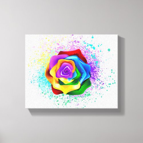 Colorful Rainbow Rose Canvas Print