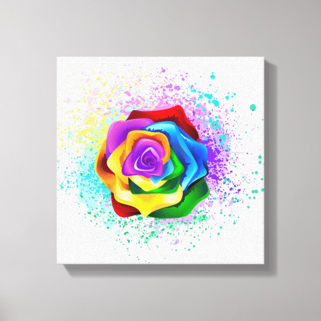 Colorful Rainbow Rose Canvas Print (Front)