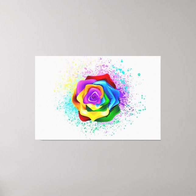 Colorful Rainbow Rose Canvas Print (Front)