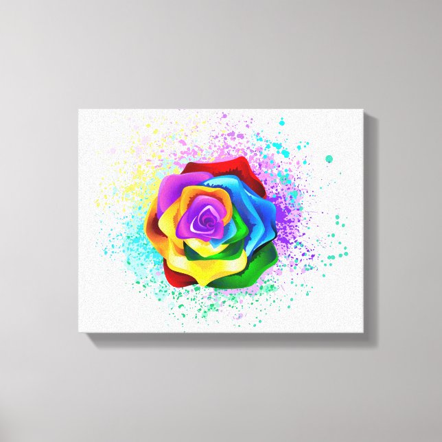 Colorful Rainbow Rose Canvas Print (Front)