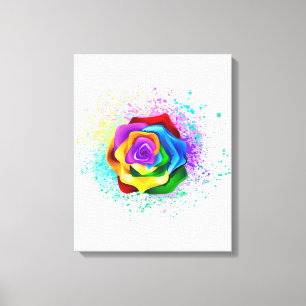 Colorful Rainbow Rose Canvas Print