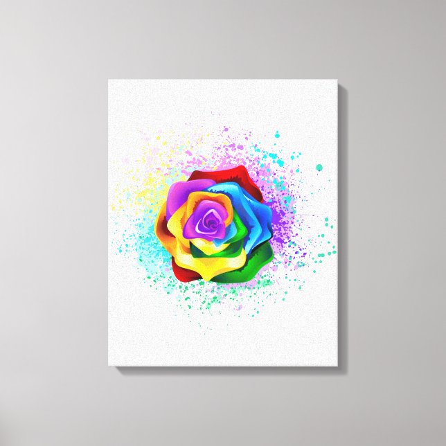 Colorful Rainbow Rose Canvas Print (Front)