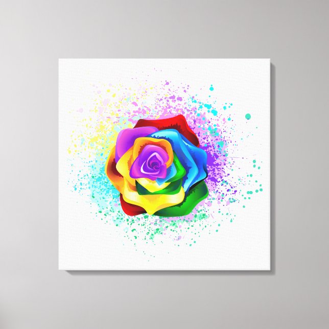 Colorful Rainbow Rose Canvas Print (Front)