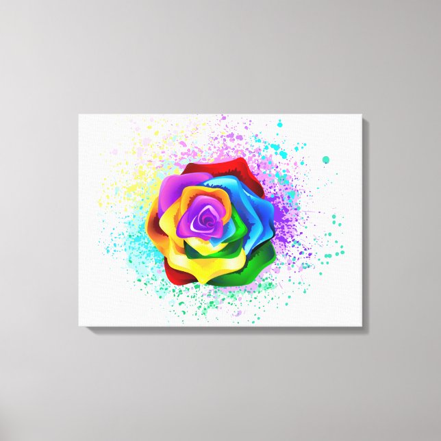 Colorful Rainbow Rose Canvas Print (Front)