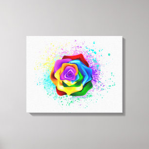Colorful Rainbow Rose Canvas Print