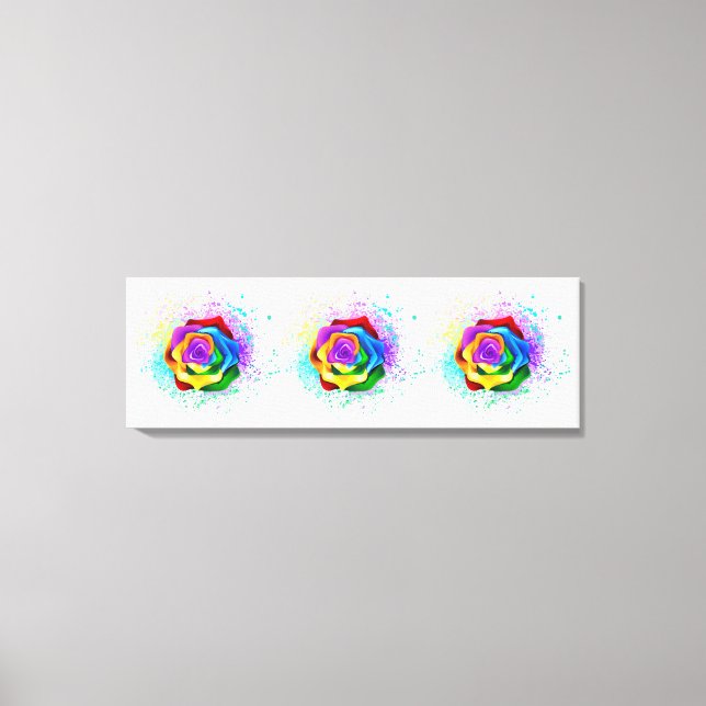 Colorful Rainbow Rose Canvas Print (Front)
