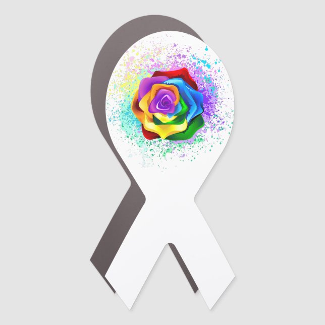 Colorful Rainbow Rose Car Magnet (Front)