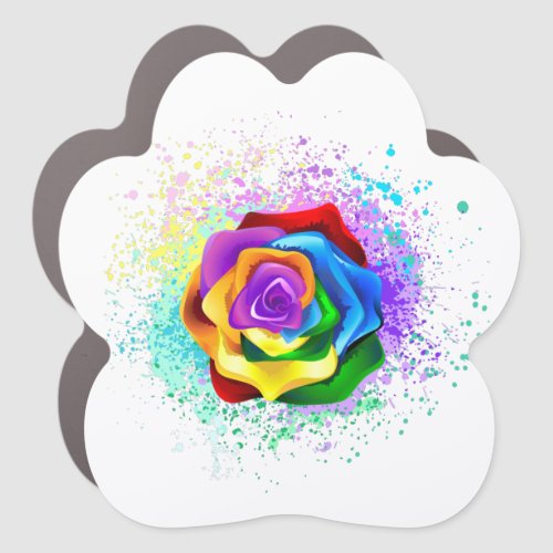 Colorful Rainbow Rose Car Magnet