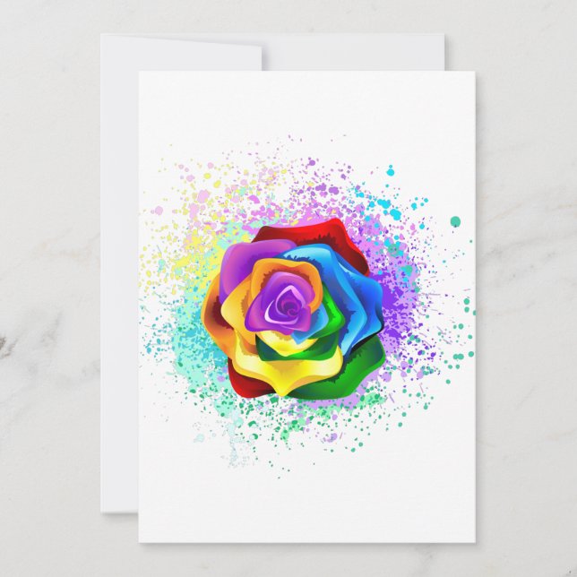 Colorful Rainbow Rose Card (Front)