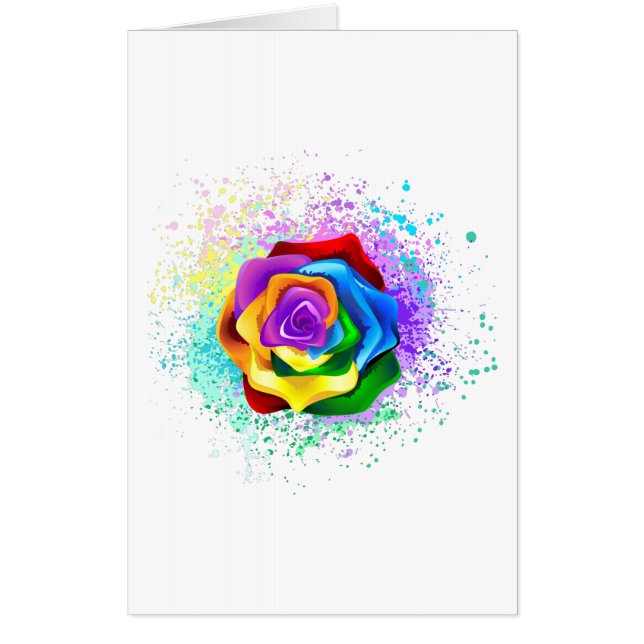 Colorful Rainbow Rose Card (Front)