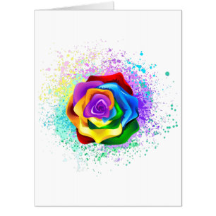 Colorful Rainbow Rose Card