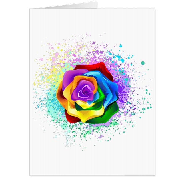 Colorful Rainbow Rose Card (Front)