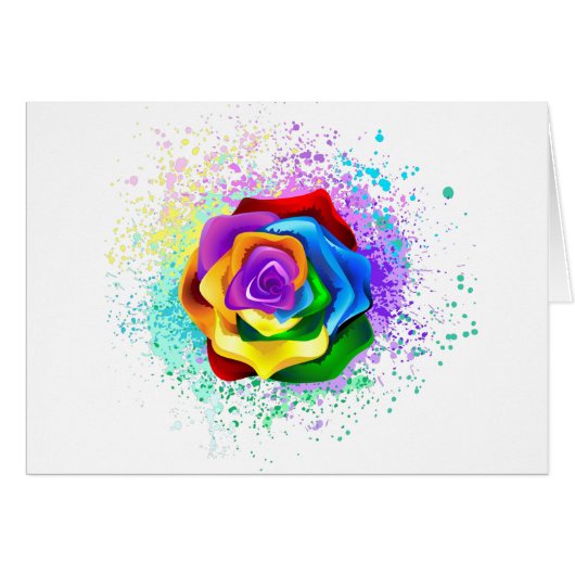 Colorful Rainbow Rose Cards (Front Horizontal)