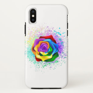 Colorful Rainbow Rose iPhone X Case