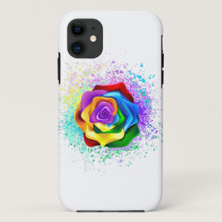 Colorful Rainbow Rose iPhone 11 Case
