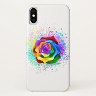 Colorful Rainbow Rose iPhone X Case
