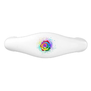 Colorful Rainbow Rose Ceramic Drawer Pull