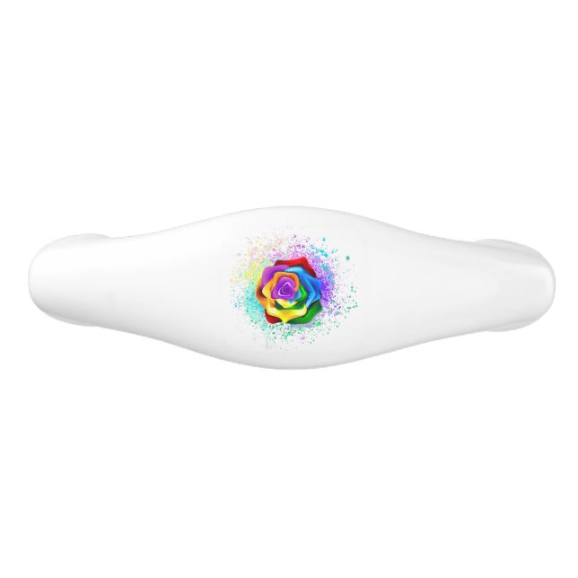 Colorful Rainbow Rose Ceramic Drawer Pull (Front)