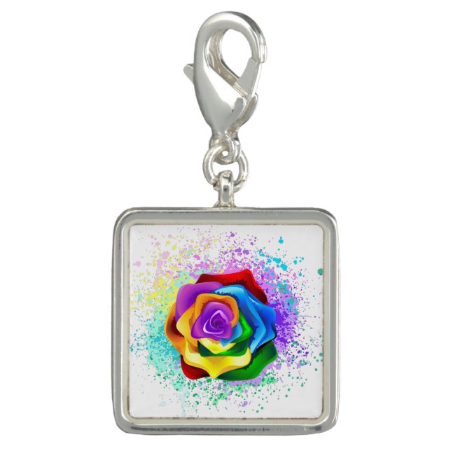 Colorful Rainbow Rose Charm (Front)