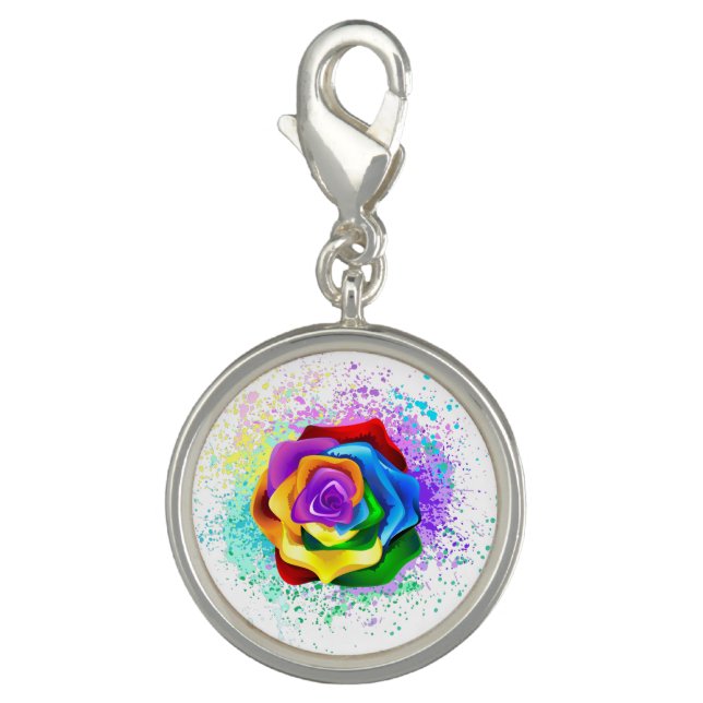 Colorful Rainbow Rose Charm (Front)