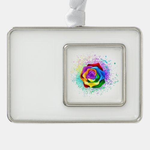 Colorful Rainbow Rose Christmas Ornament