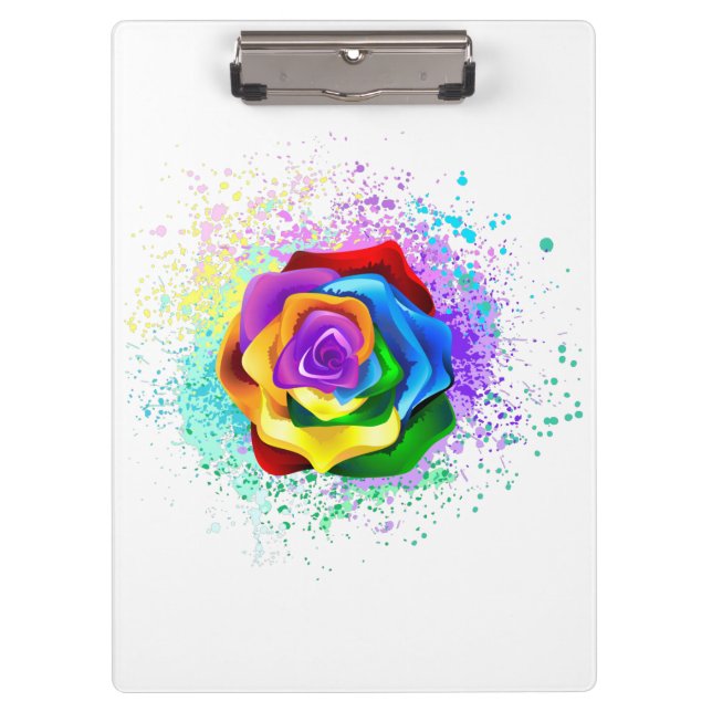 Colorful Rainbow Rose Clipboard (Front)