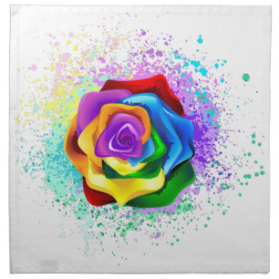 Colorful Rainbow Rose Cloth Napkin