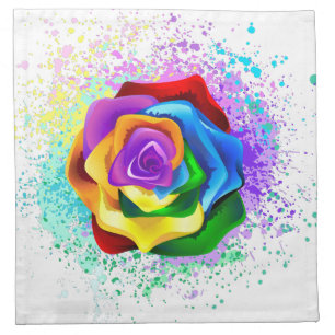 Colorful Rainbow Rose Cloth Napkin