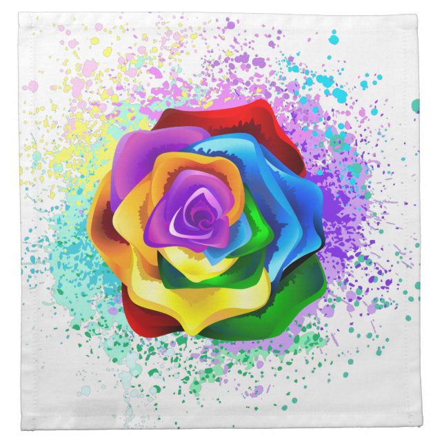 Colorful Rainbow Rose Cloth Napkin (Front)