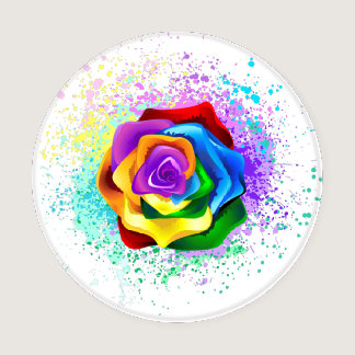 Colorful Rainbow Rose Coaster Set