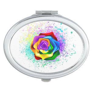 Colorful Rainbow Rose Compact Mirror
