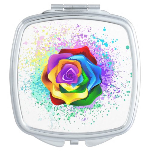 Colorful Rainbow Rose Compact Mirror