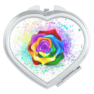 Colorful Rainbow Rose Compact Mirror