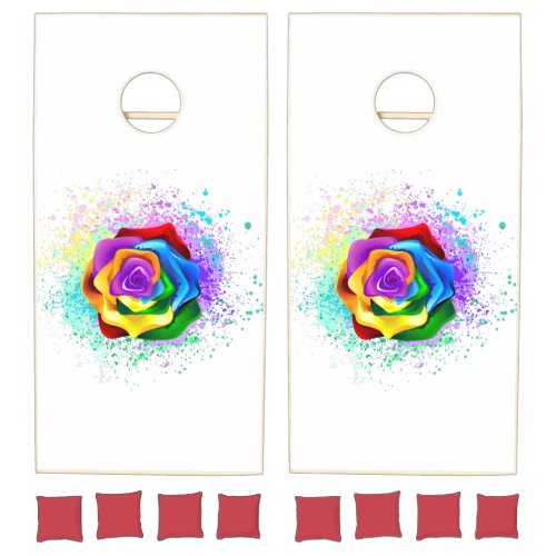 Colorful Rainbow Rose Cornhole Set